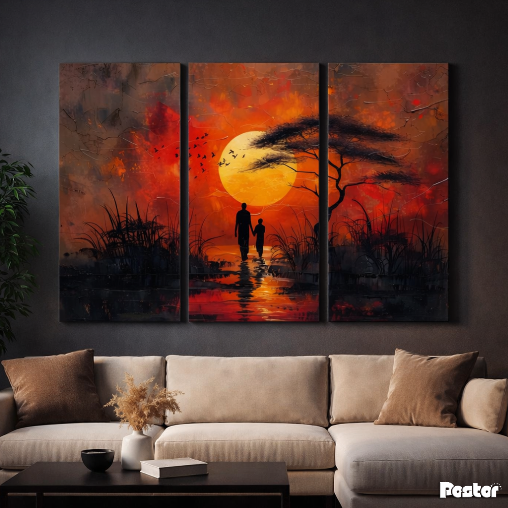 Amber Silhouette - 3 Panel Wall Art - #3SA011