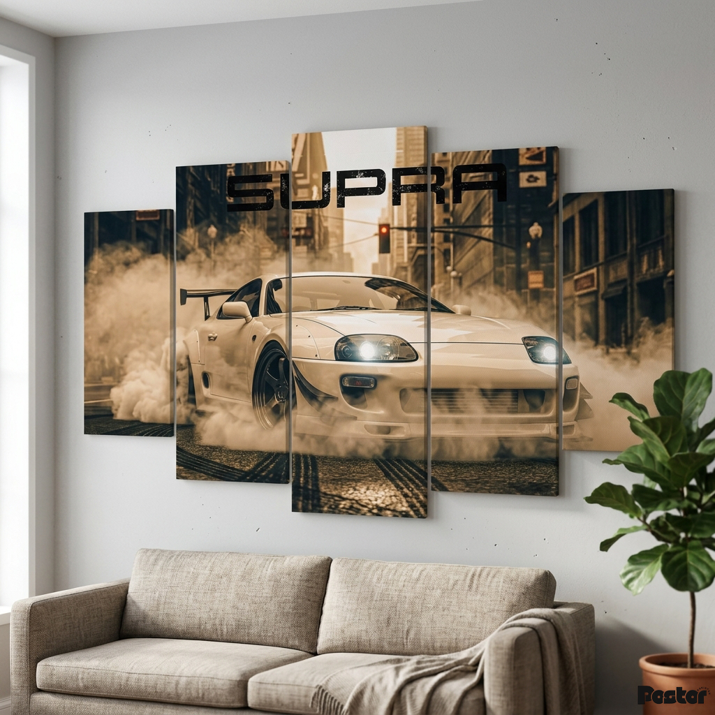 Toyota Supra MK4 Urban Drift | 5-Panel Canvas Wall Art