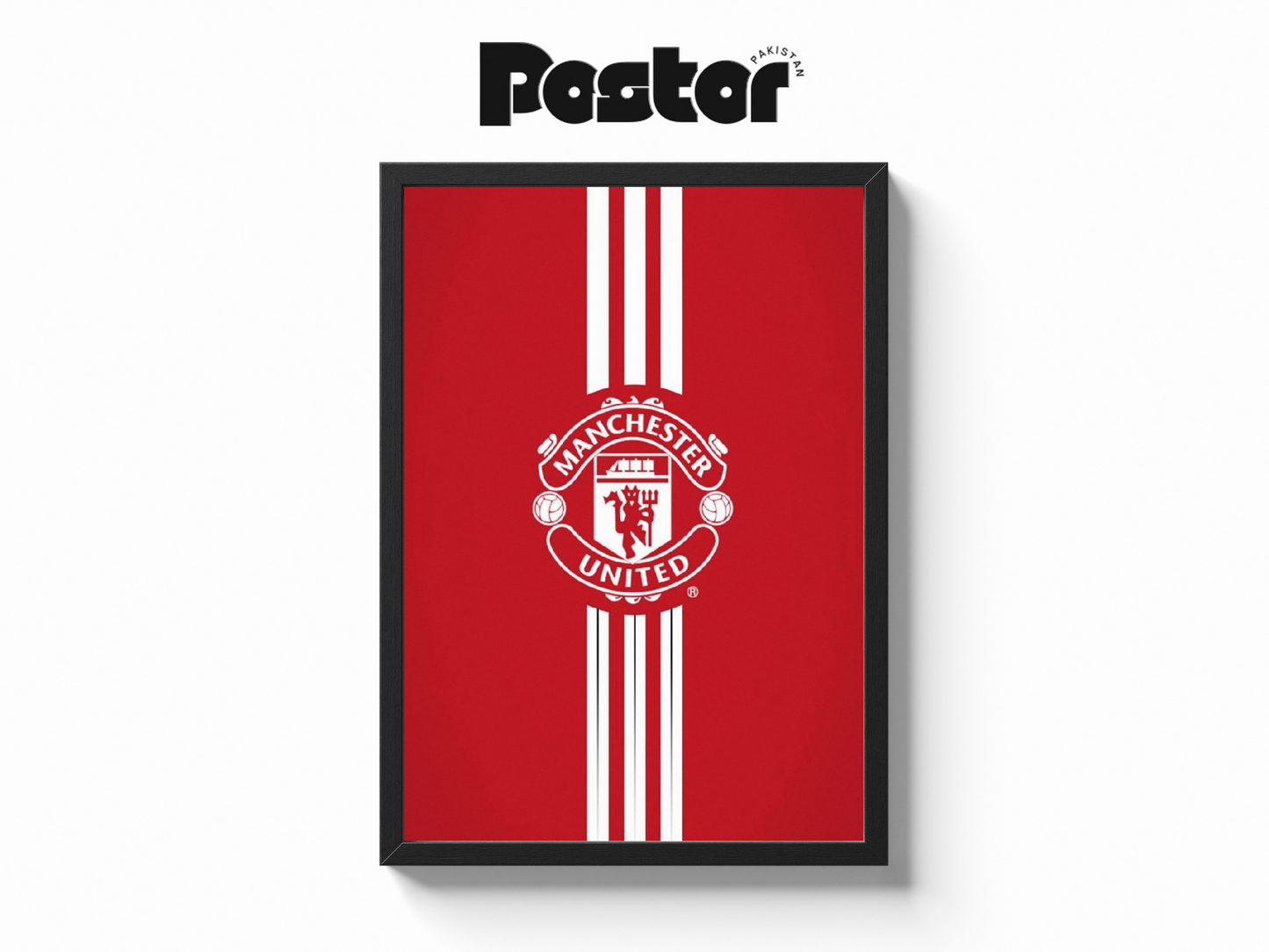 Manchester United Striped Crest Framed Art Poster - #P016