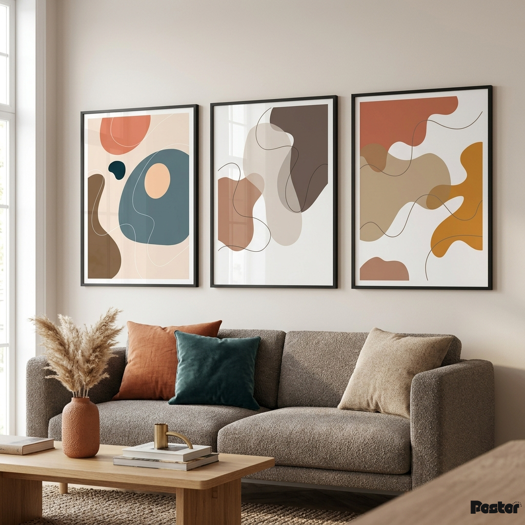 Contemporary Abstract Shapes Wall Art Set