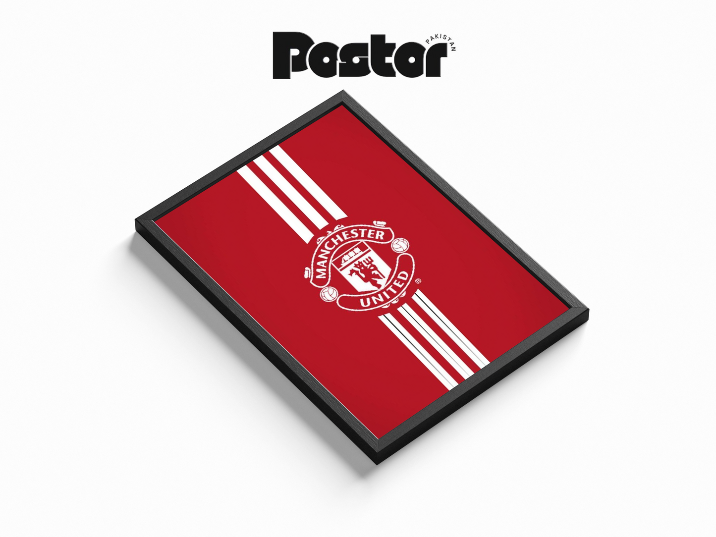 Manchester United Striped Crest Framed Art Poster - #P016