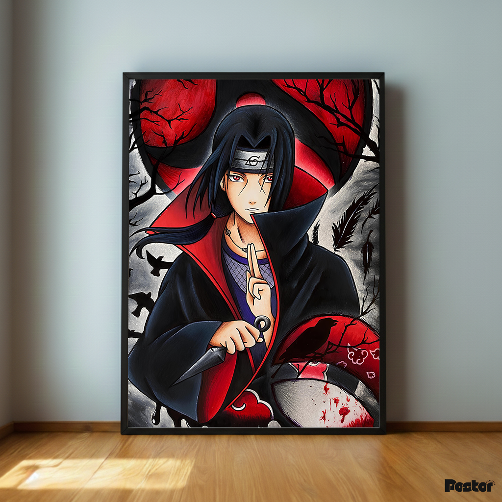 Itachi Uchiha Akatsuki Sharingan Framed Poster - #P130