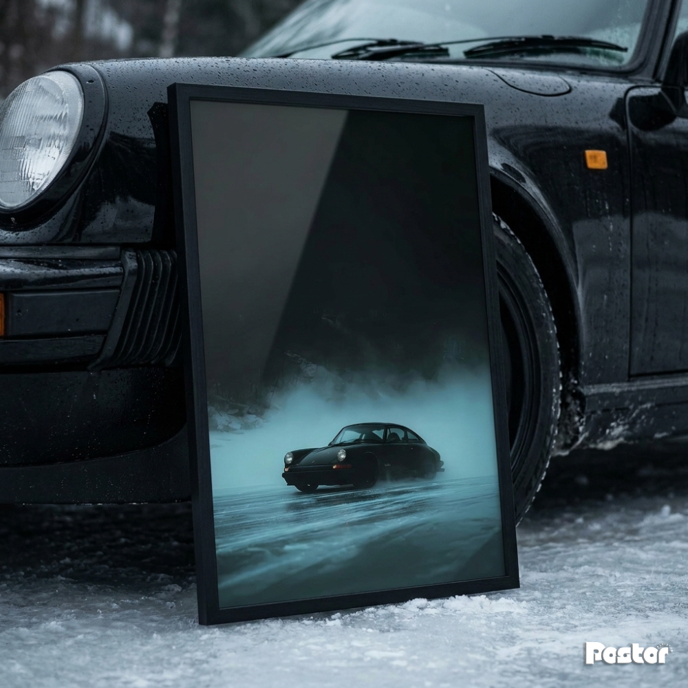Classic Porsche 911 Emerging from Icy Fog