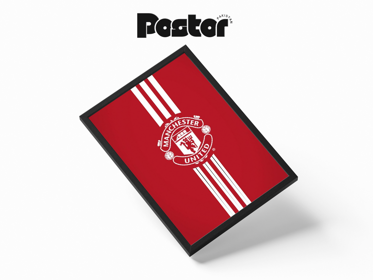 Manchester United Striped Crest Framed Art Poster - #P016