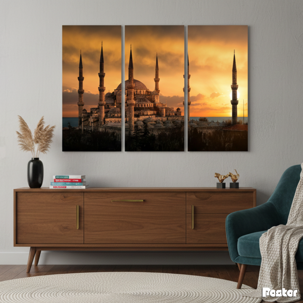 The Blue Mosque - 3 Panel Wall Art - #3SA003
