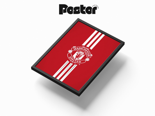 Manchester United Striped Crest Framed Art Poster - #P016