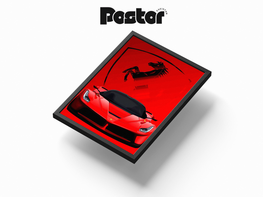 Ferrari Sports Car and Logo Framed Art Poster - #P025