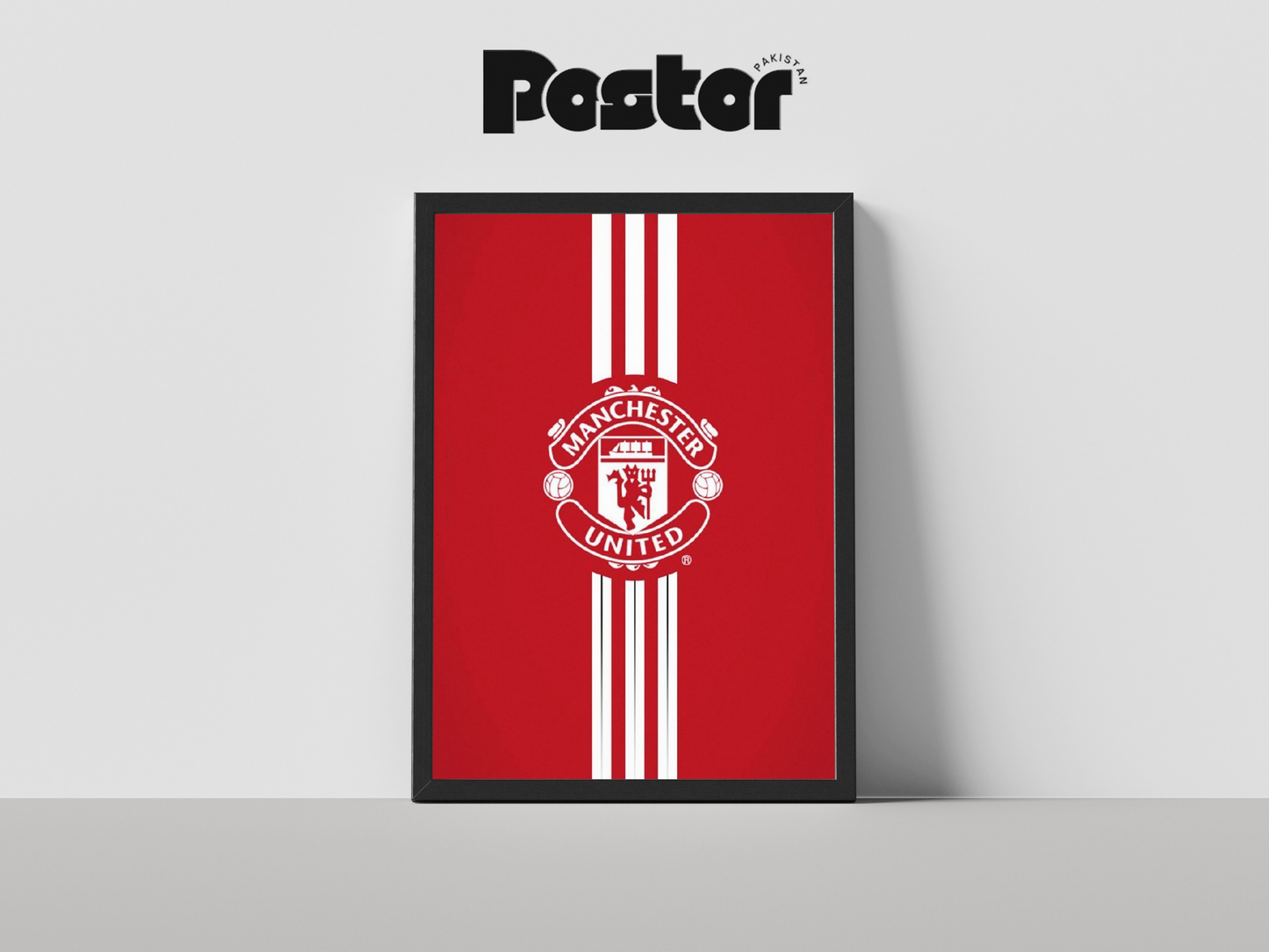 Manchester United Striped Crest Framed Art Poster - #P016