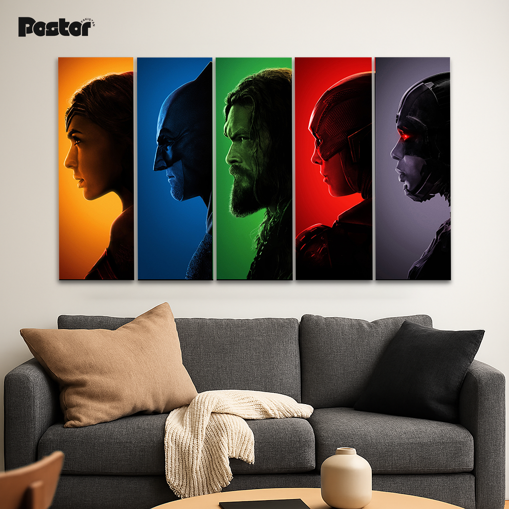 Justice League 'United Heroes' 5-Panel Canvas Art Set #S017