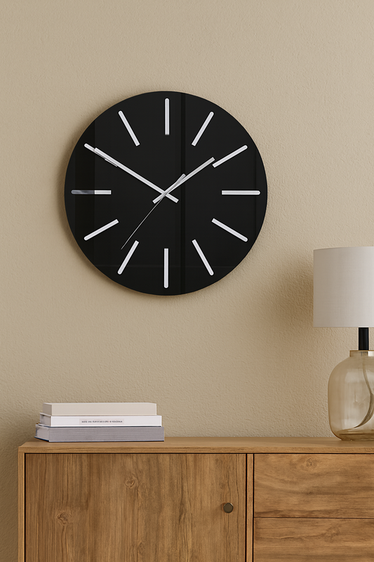 "Eclipse" Modern Minimalist Black Wall Clock #CL001