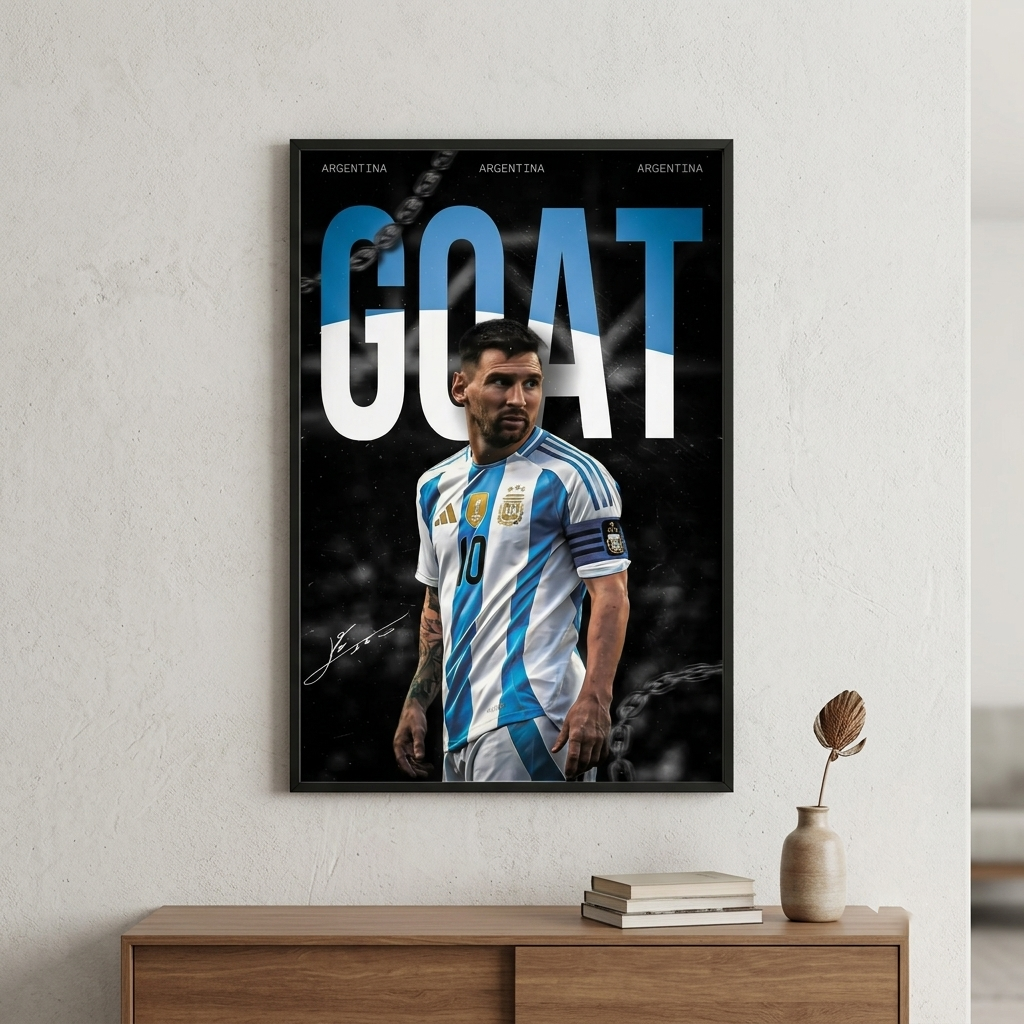 Lionel Messi Argentina GOAT Football Poster