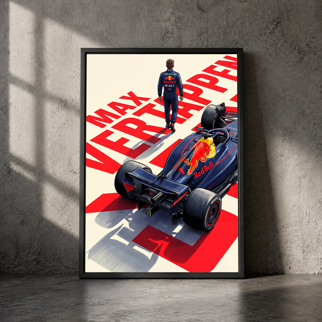 Max Verstappen Walking Alongside Red Bull F1 Car