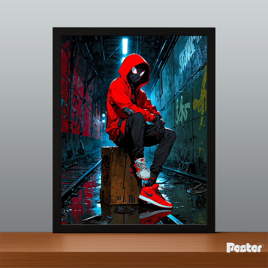 Spider-Man (Red Hoodie) Urban Framed Poster - #P107