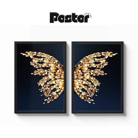Golden Butterfly Wings 2-Piece Framed Poster Set - #P087
