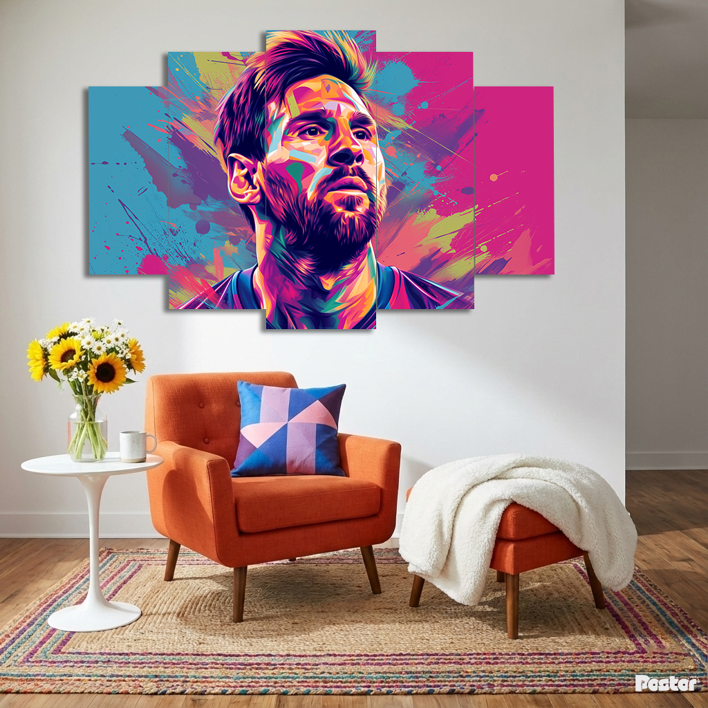 Lionel Messi 'Prismatic Genius' 5-Panel Split Art #S024
