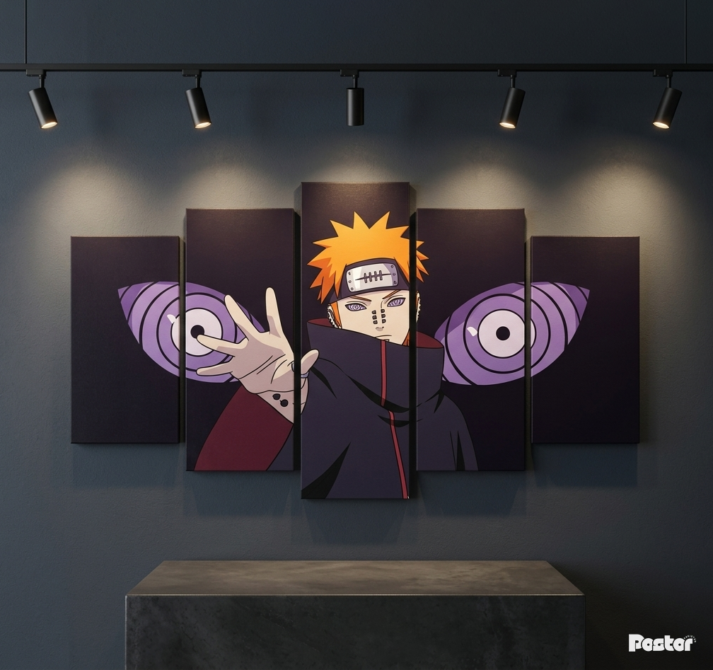 The Six Paths of Pain | Naruto 5-Panel Split Canvas Wall Art #S027