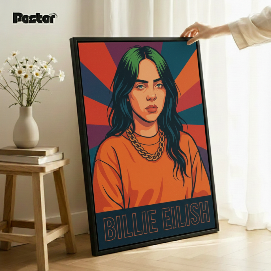 Retro Rays Billie Eilish Pop Art Canvas - Framed Poster #P124