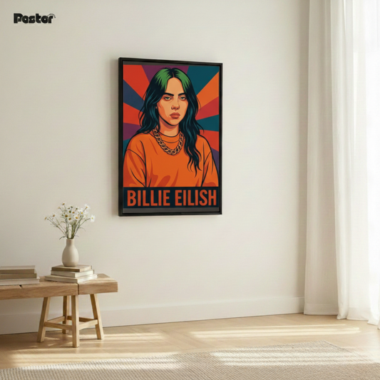 Retro Rays Billie Eilish Pop Art Canvas - Framed Poster #P124