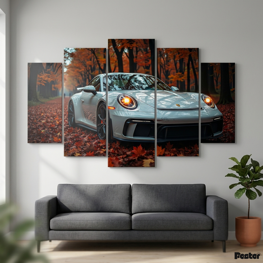 Porsche 911 GT3 Autumn Serenity | 5-Panel Canvas Wall Art