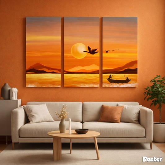 Golden Oars - 3 Panel Wall Art - #3SA013