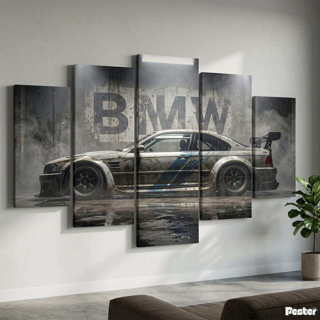 BMW M3 GTR Heritage Edition | 5-Panel Canvas Wall Art
