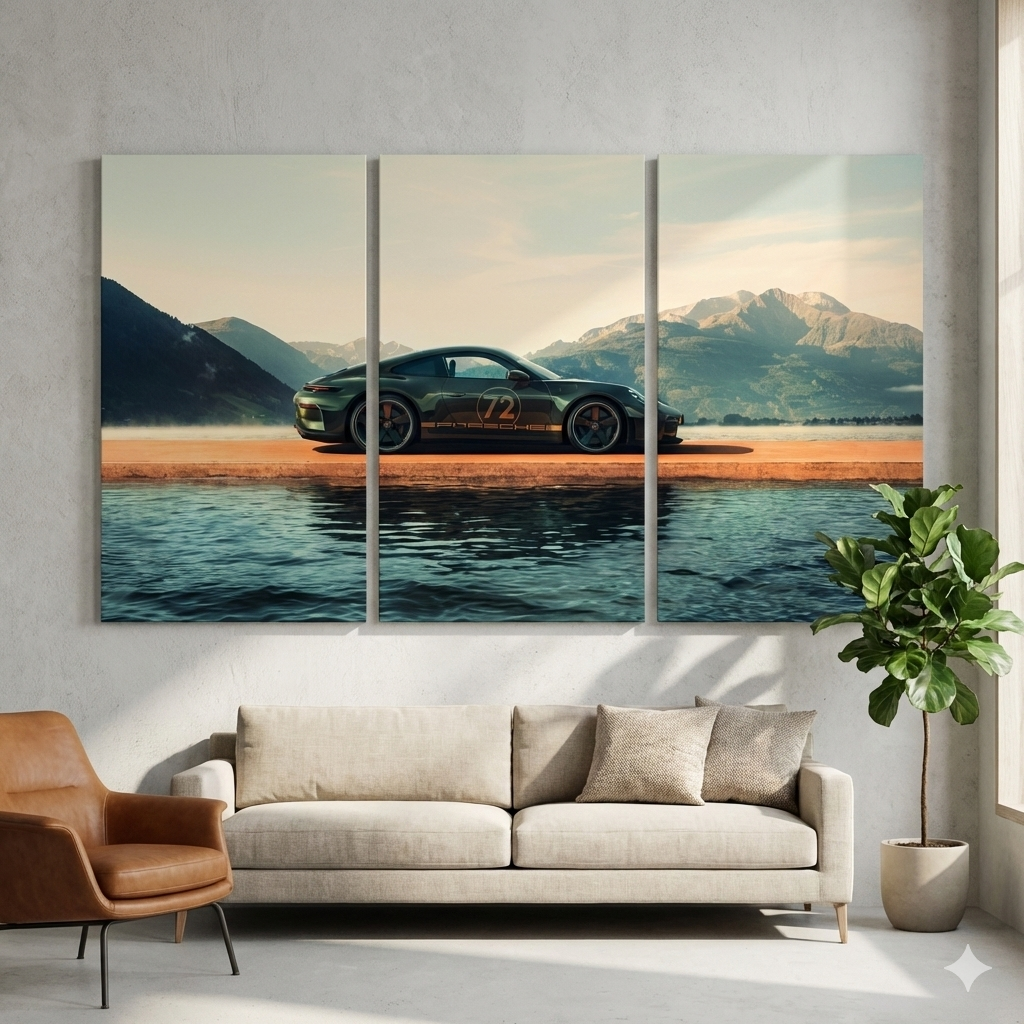 Porsche 911 GT3 RS 'Acid Green' - 3 Panel Wall Art - #3SA019