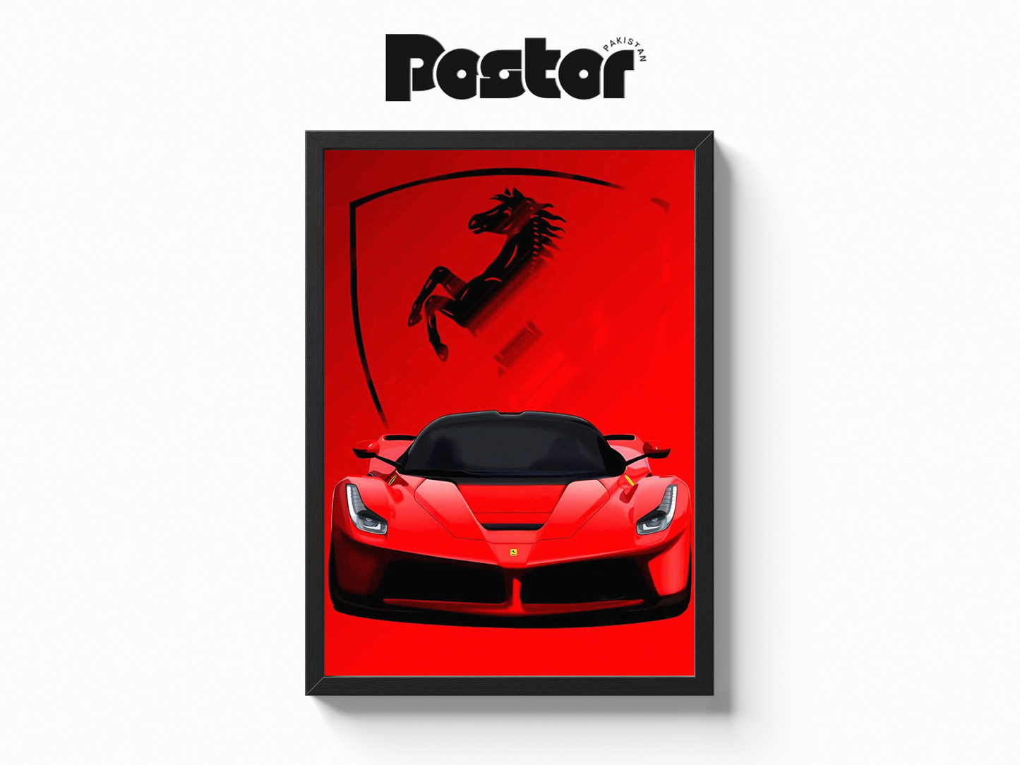 Ferrari Sports Car and Logo Framed Art Poster - #P025