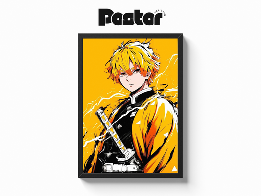 Zenitsu Agatsuma Anime Framed Art Poster - #P073