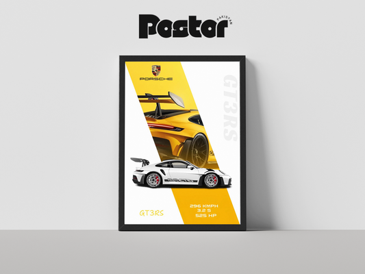 Porsche GT3RS Framed Poster with Stats - #P090