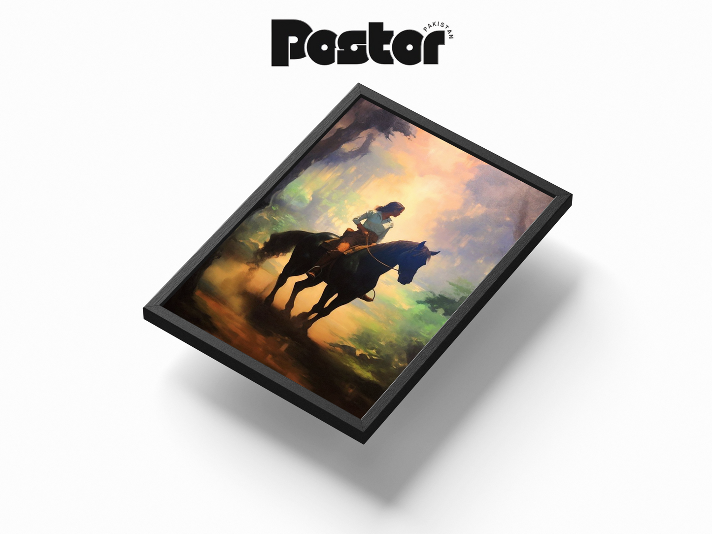 Girl on Horseback Digital Art Framed Poster - #P012