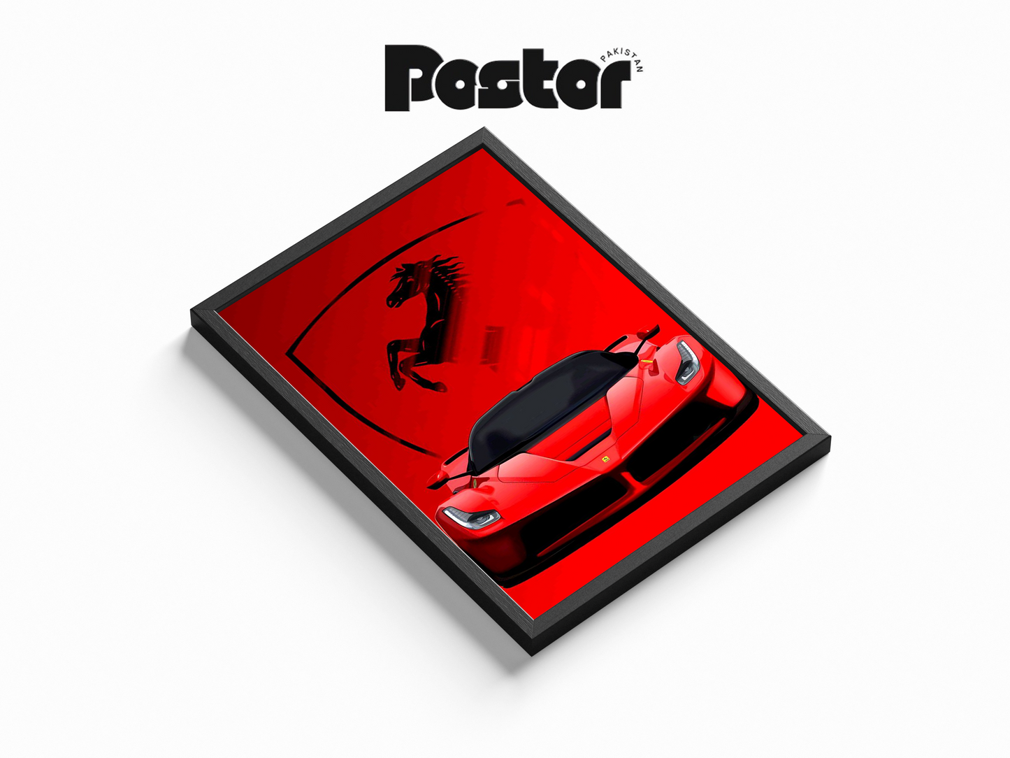 Ferrari Sports Car and Logo Framed Art Poster - #P025