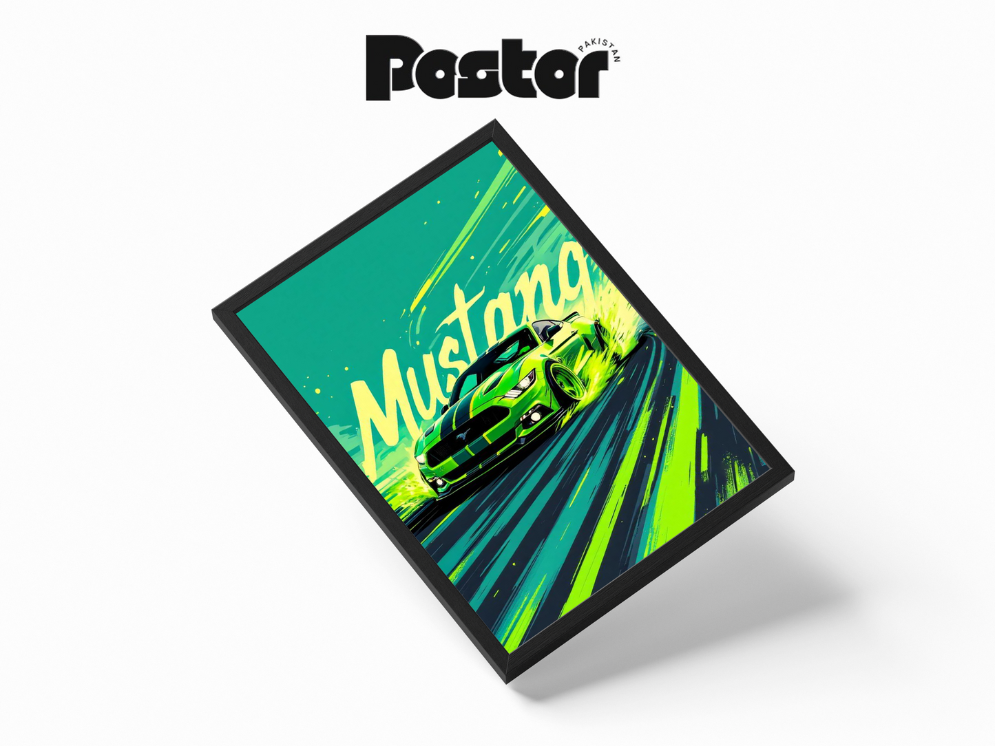 Ford Mustang Neon Art Framed Poster - #P034