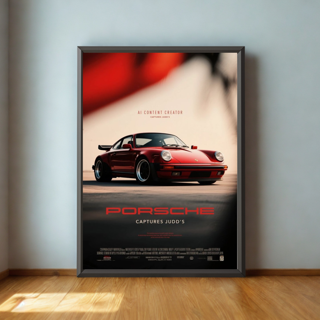 Vintage Porsche 911 Turbo Red Heritage Art Poster