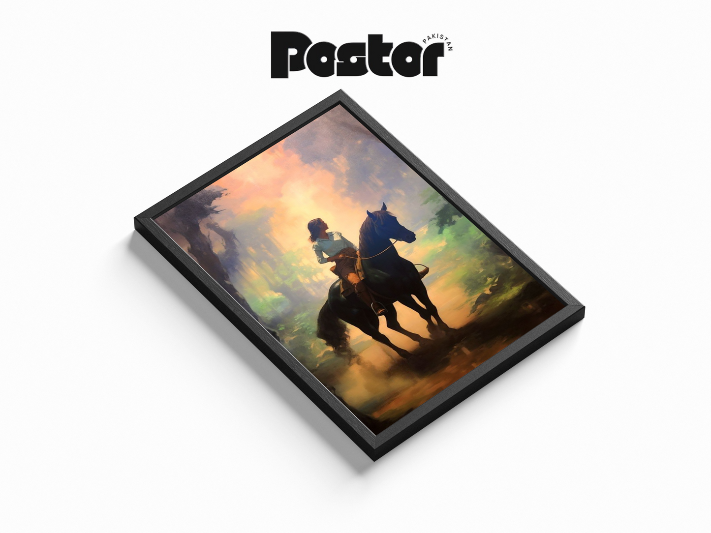 Girl on Horseback Digital Art Framed Poster - #P012