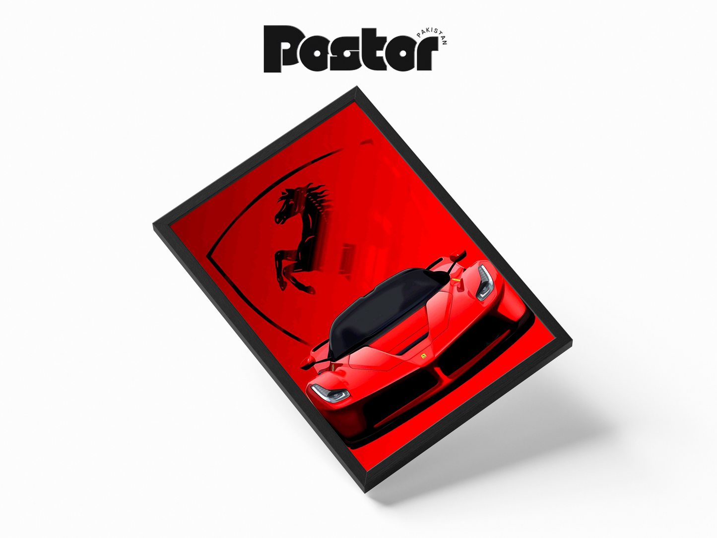 Ferrari Sports Car and Logo Framed Art Poster - #P025