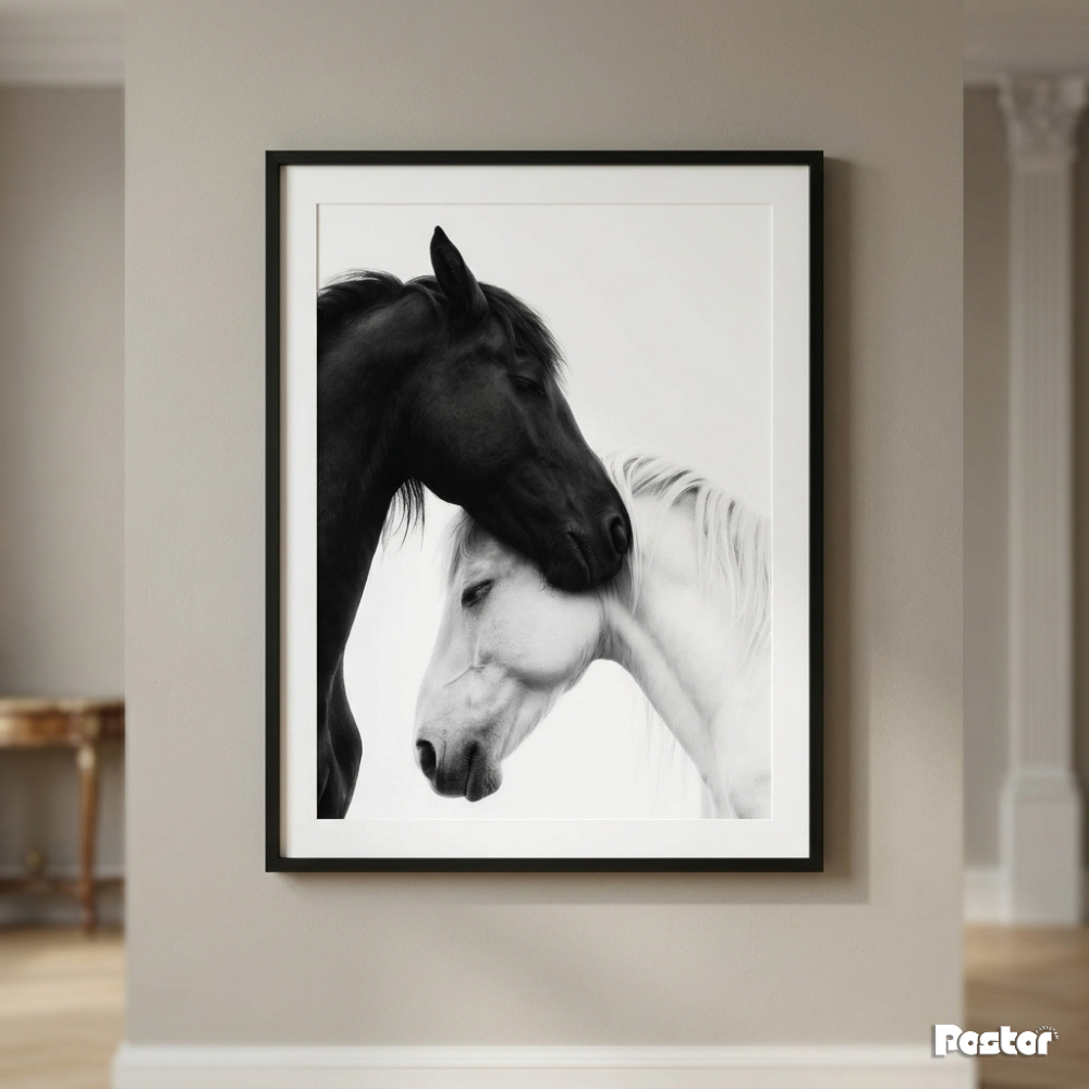 Black & White Horse Close-Up Portrait