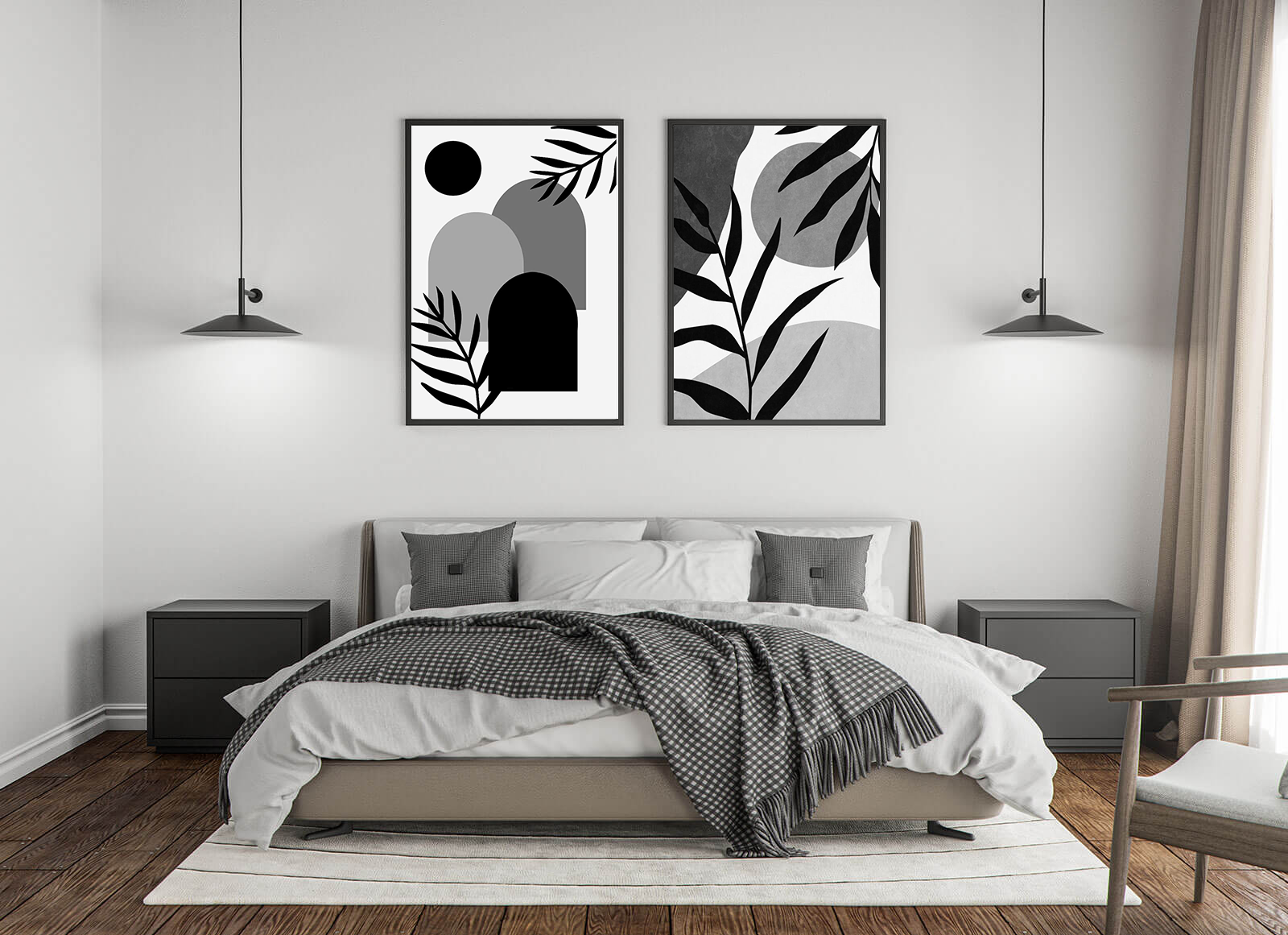 black and white