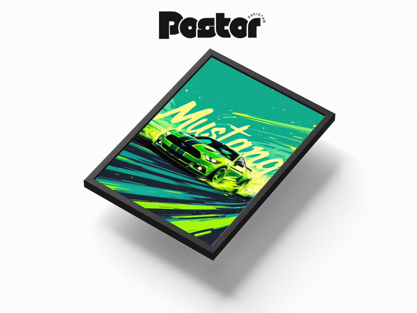 Ford Mustang Neon Art Framed Poster - #P034
