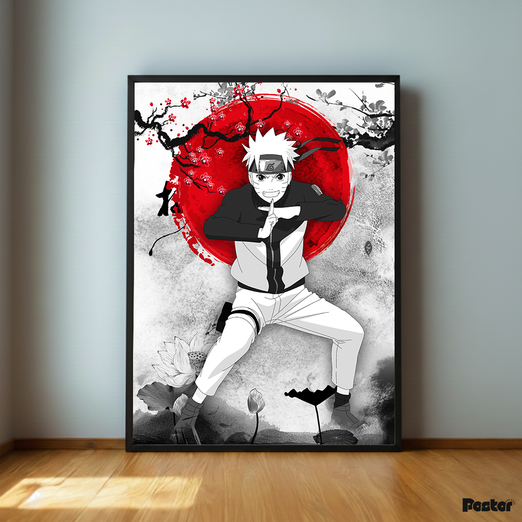 Naruto Uzumaki Nine-Tails Mode Framed Anime Poster - #P132