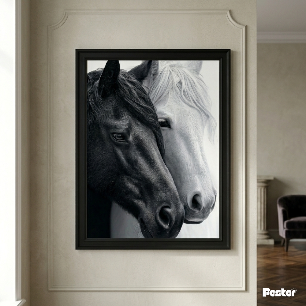 Black & White Horses Face-to-Face