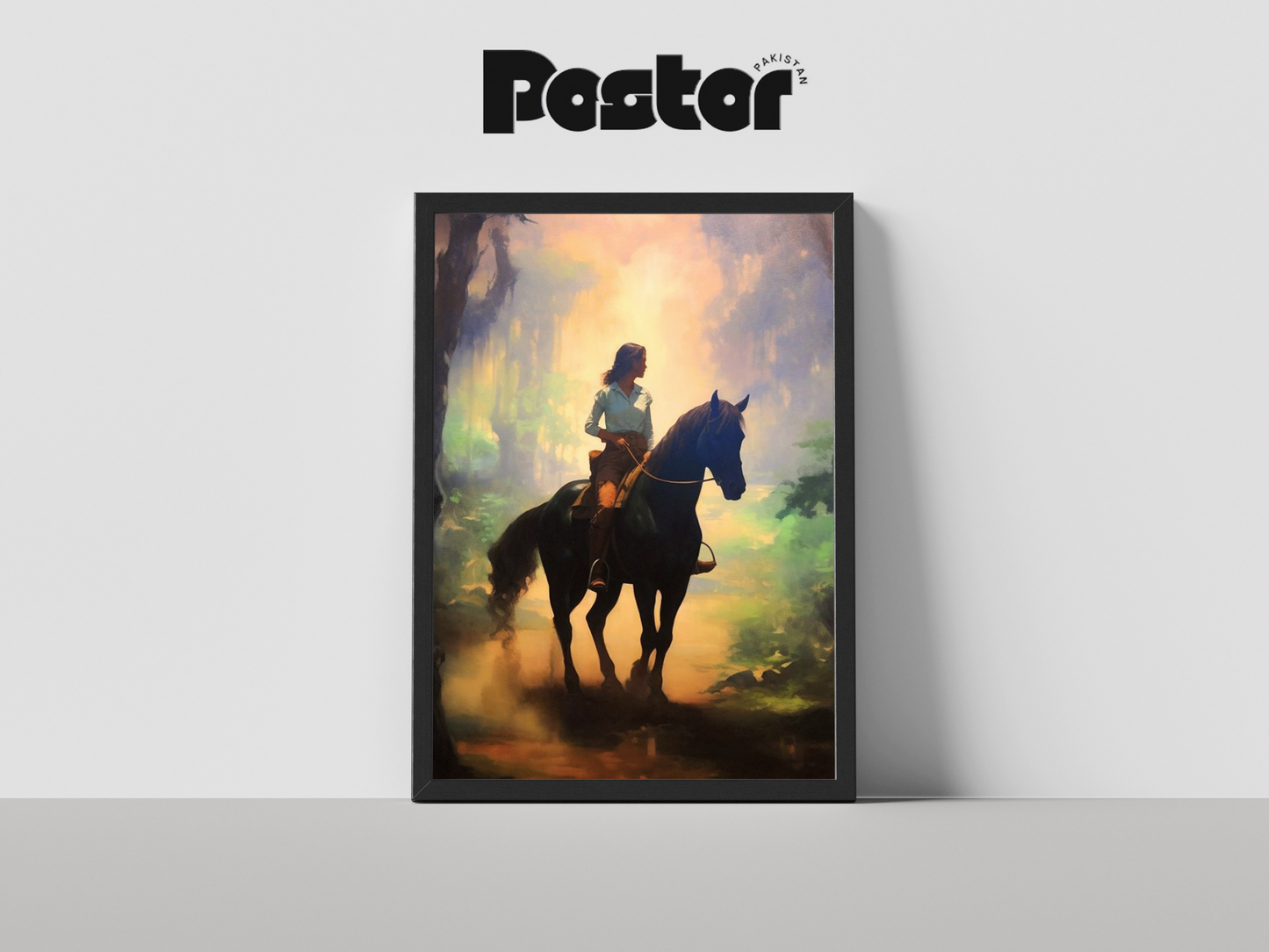 Girl on Horseback Digital Art Framed Poster - #P012