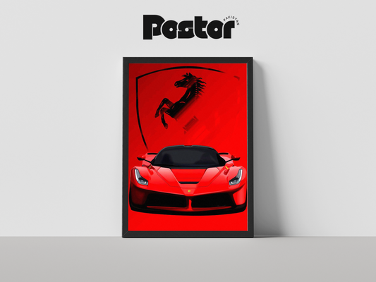 Ferrari Sports Car and Logo Framed Art Poster - #P025