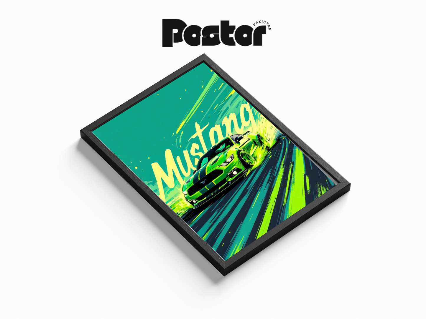 Ford Mustang Neon Art Framed Poster - #P034