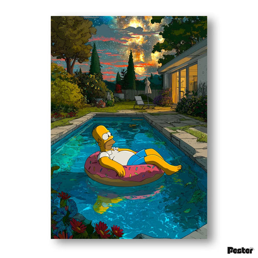 Homer Simpson Floating in Pool
