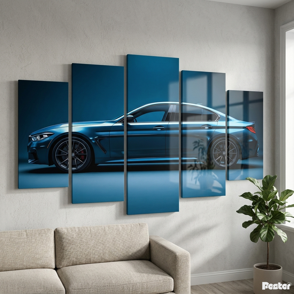 BMW M5 CS Midnight Azure | 5-Panel Split Wall Art