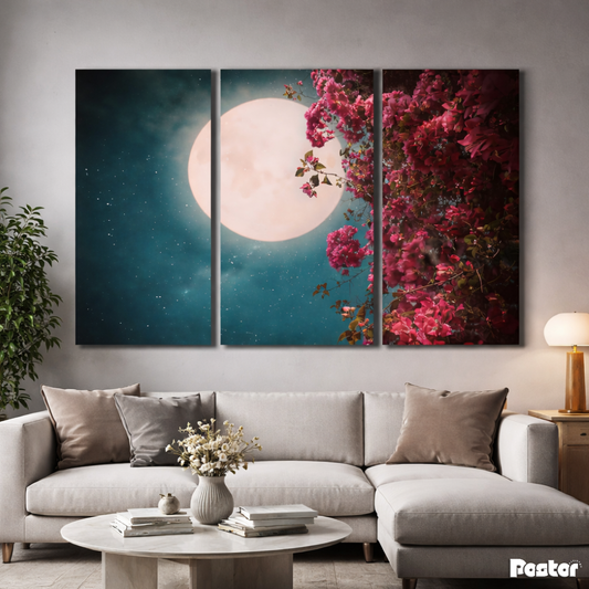 Moonlight Blossom - 3 Panel Wall Art - #3SA009
