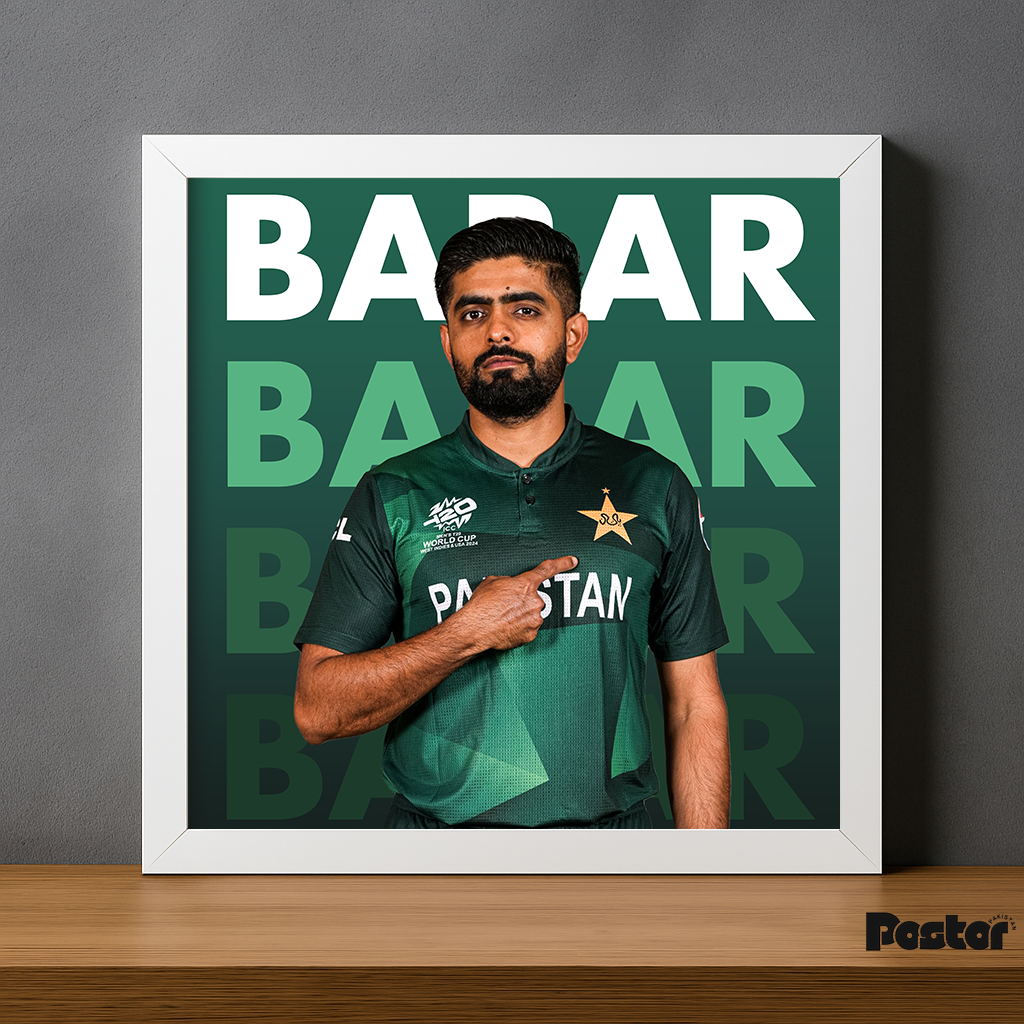 Babar Azam Typography Framed Poster - #P105