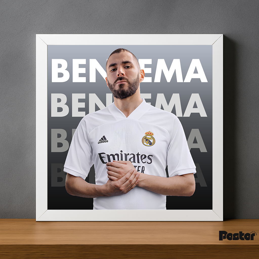 Karim Benzema Real Madrid Typography - Framed Poster - #P097