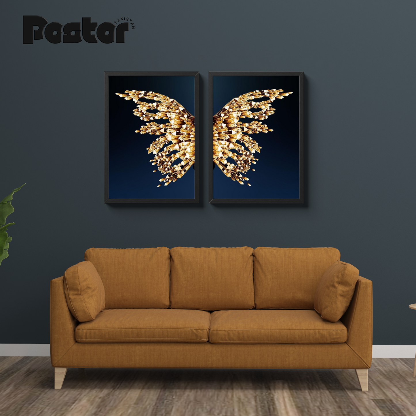 Golden Butterfly Wings 2-Piece Framed Poster Set - #P087