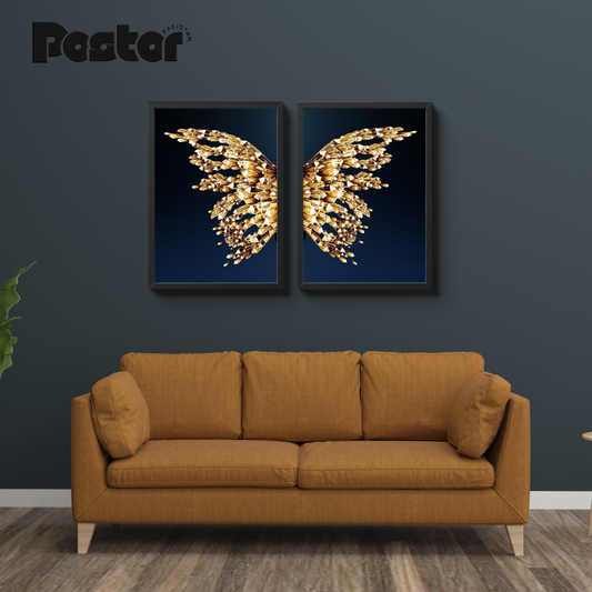 Golden Butterfly Wings 2-Piece Framed Poster Set - #P087